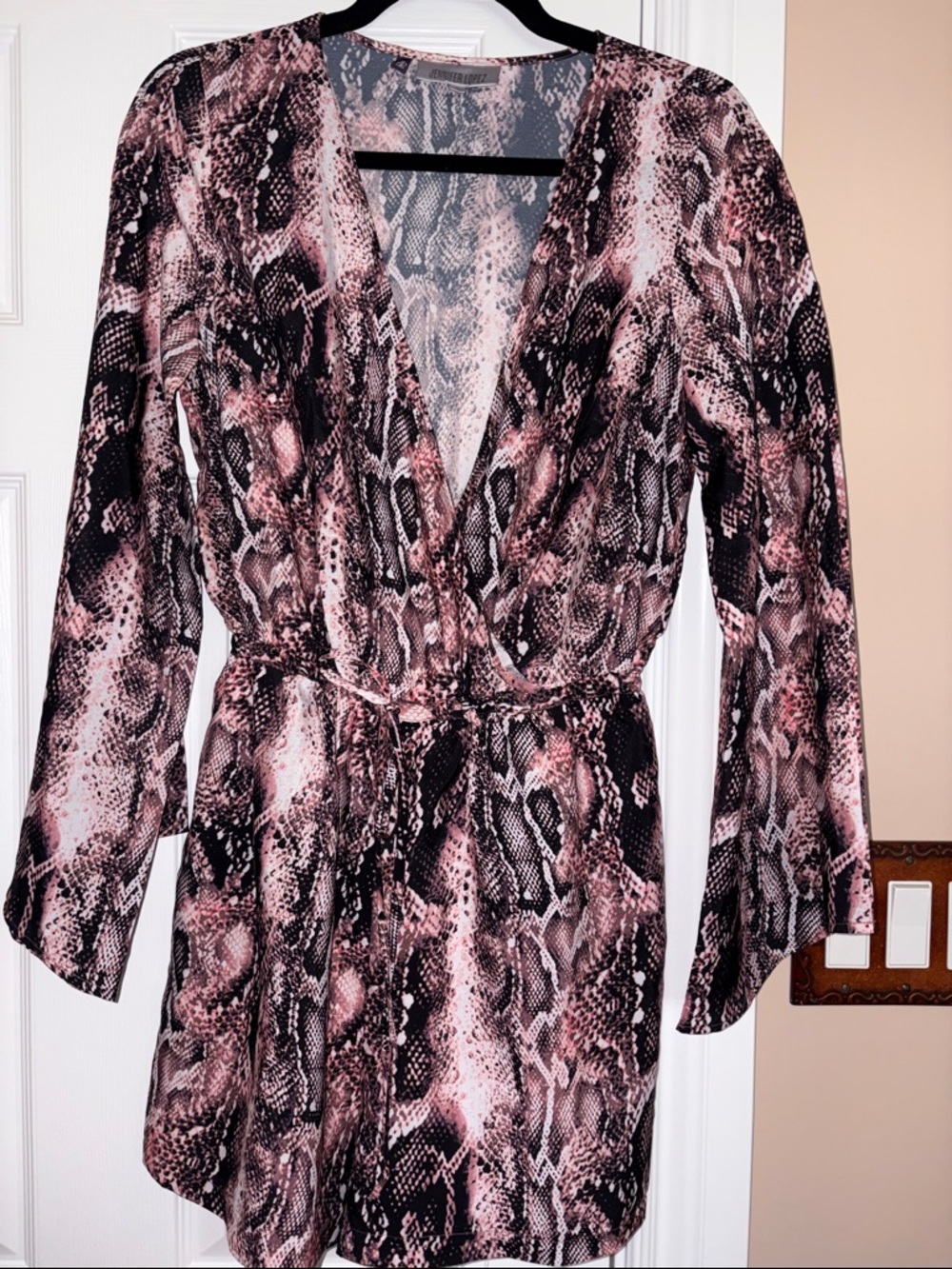 Jennifer Lopez Pink and Black Snake Print shorts romper